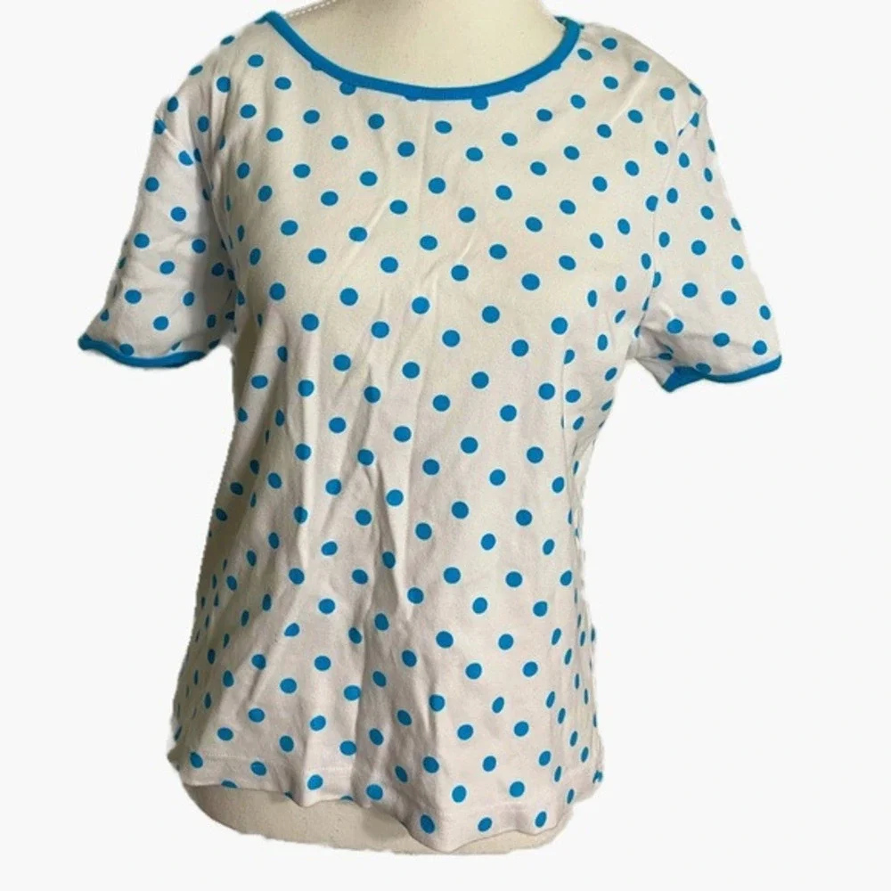 Onque Casuals White with Blue Polka Dot Cotton Short Sleeve Shirt - Picture 1 of 8